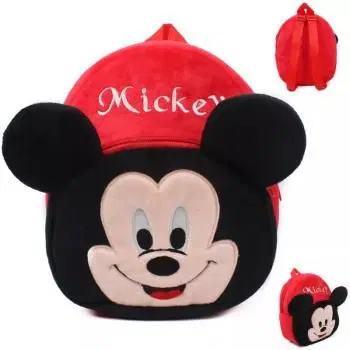 Heaven Decor Mickey Combo Velvet Soft Plus Kidds School Bag Nursury Class To 5,  14 Inch, Red, A040