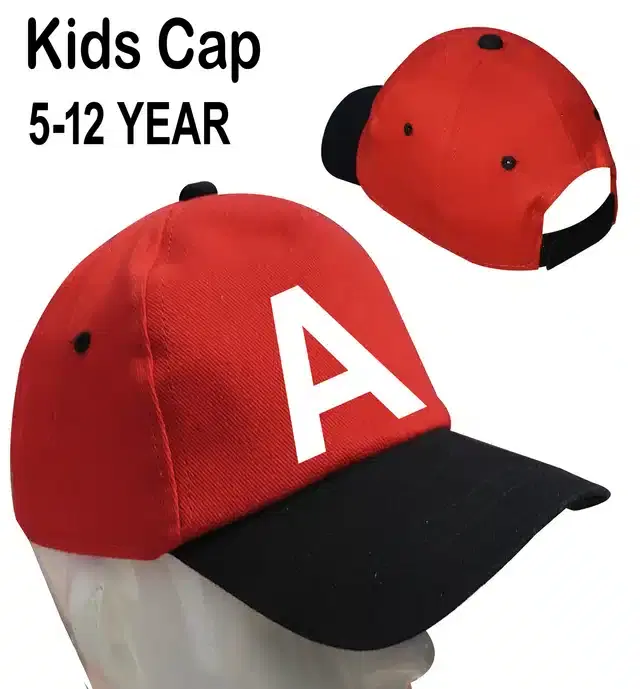 Baseball Cotton Cap for Kids (Red, 5-12 Years)
