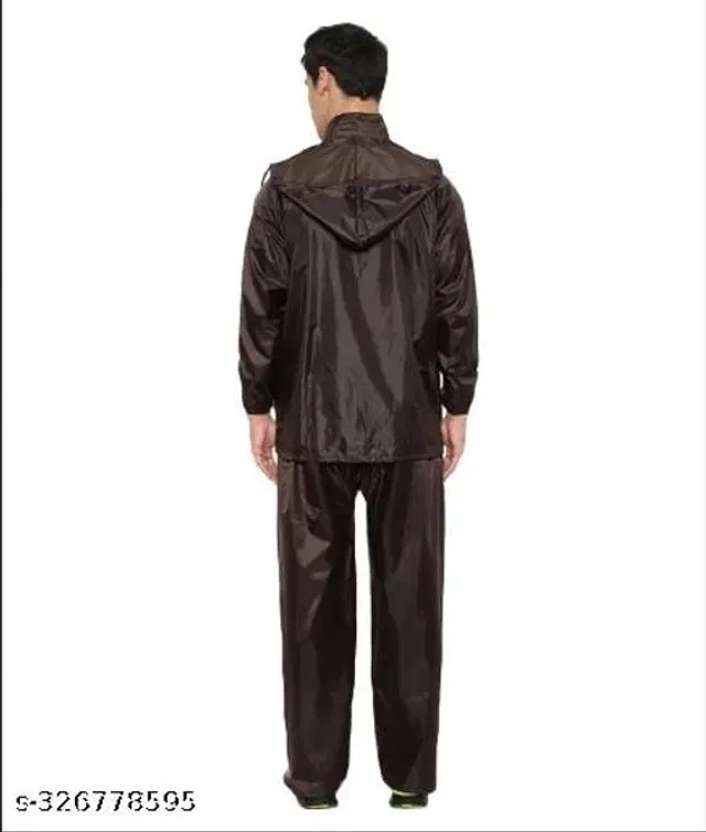 Polyester Rain Coat for Men, Black, M