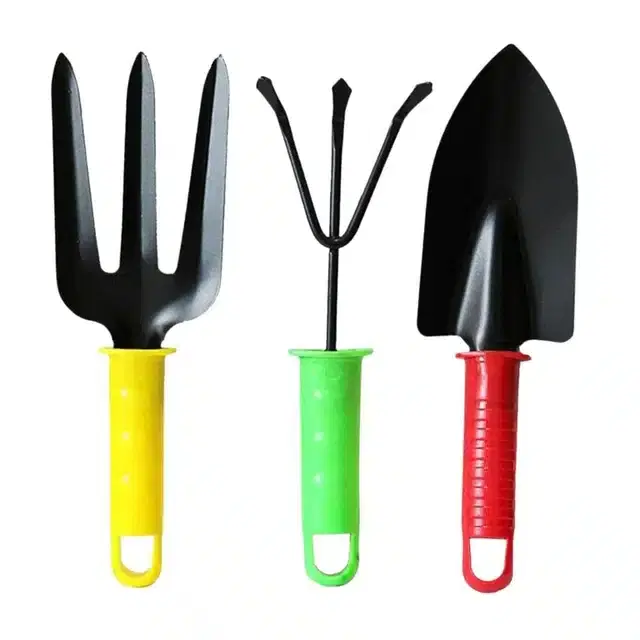 Garden Small Trowel with Gardening Fork, 2 Pcs, Multicolor, Set of 3