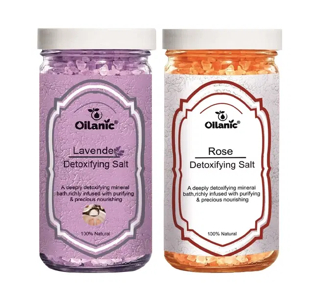 Oilanic Lavender & Rose Detoxifying Bath Salt Crystal, 200 g, Set of 2