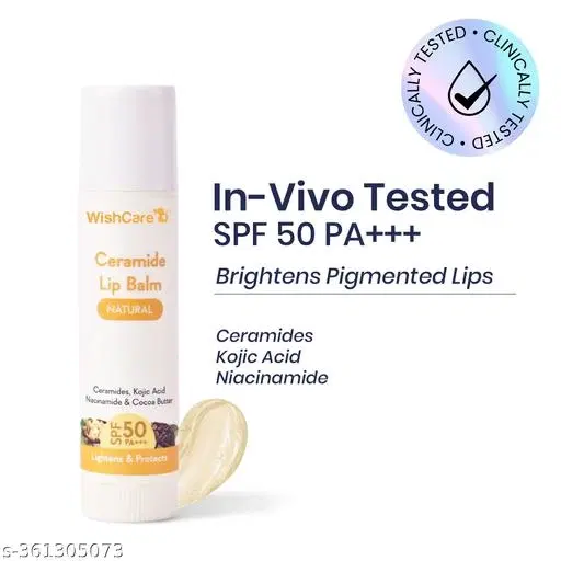 WishCare Ceramide Lip Balm With Spf50 Pa+++ For Lip Lightening, Sun Protection & Long Lasting Hydration 5 g