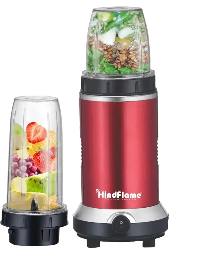 Hindflame Nutri Jet 550w Isi Certified Nutri Blender Mixer Grinder With 2 BPA-Free Food Grade Jars (550 ml & 300 ml) | Shakes & Masala Grinding | Red