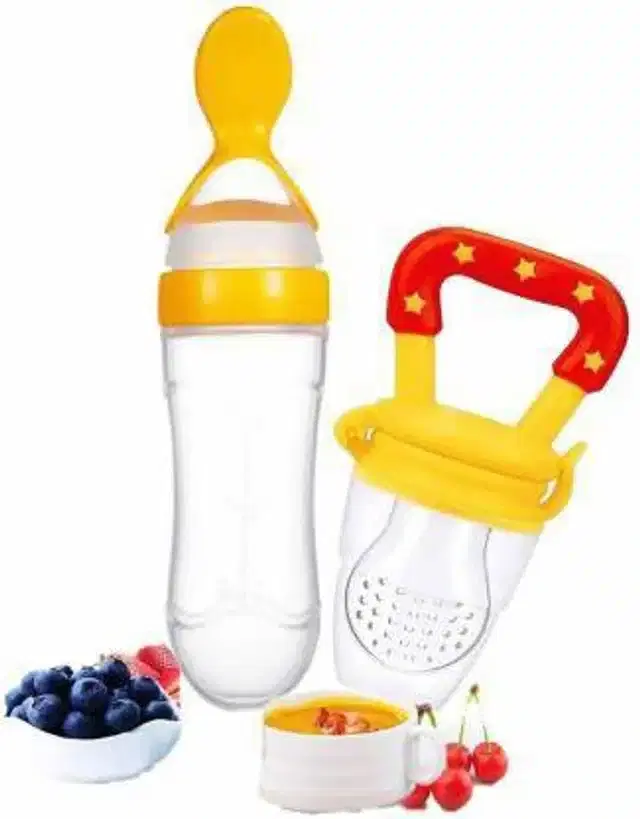 Silicone Food & Fruit Feeder for Kids, Multicolor, Set of 2