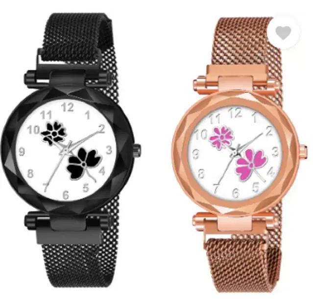 Analog Watch for Women & Girls, Pack of 2 (Multicolor)