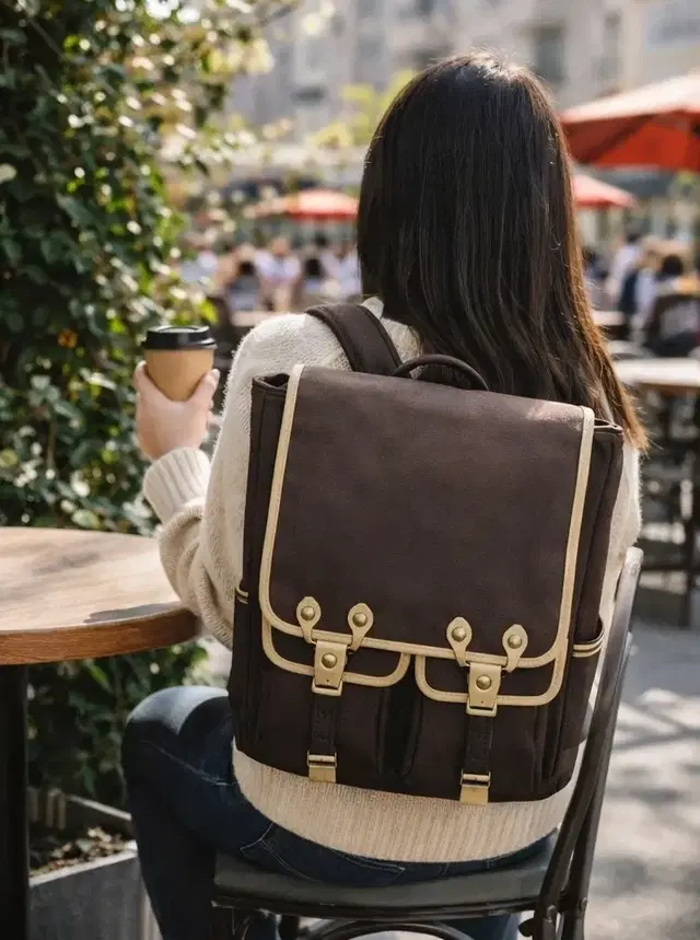 Classic Brown Leather Look Office & Travel Backpack