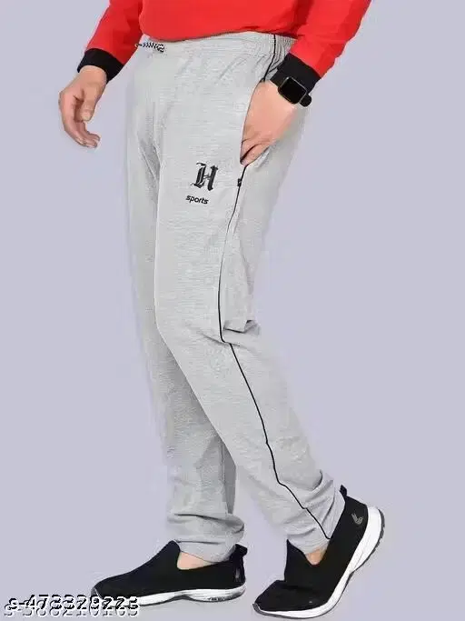 Mens Track Pants Printed Grey (M)