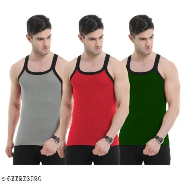 Cotton Vests for Men, Pack of 3 (Multicolor, M)