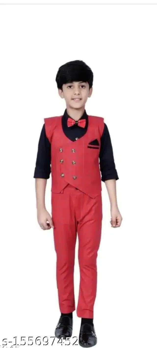 3 Pcs Coat Pant Set for Boys (Multicolor, 4-5 Years)