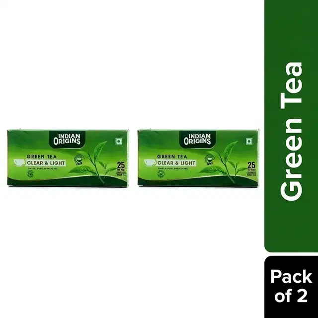 Indian Origins Clear & Light Green Tea - 2X25 Pcs (Pack of 2)
