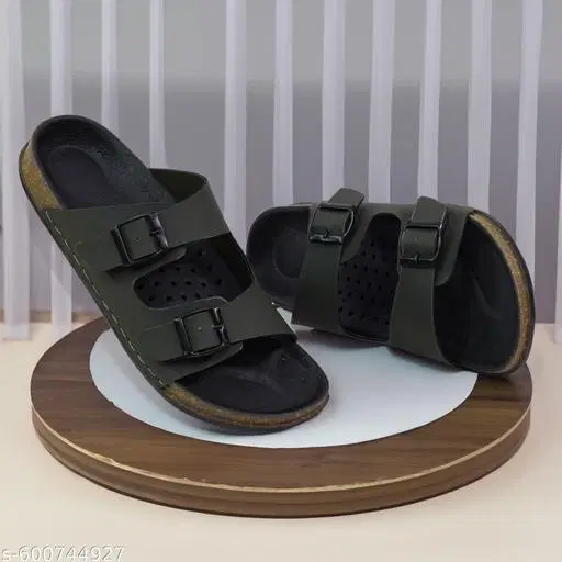 Double Strapped Sliders for Men (Olive, IND-6)