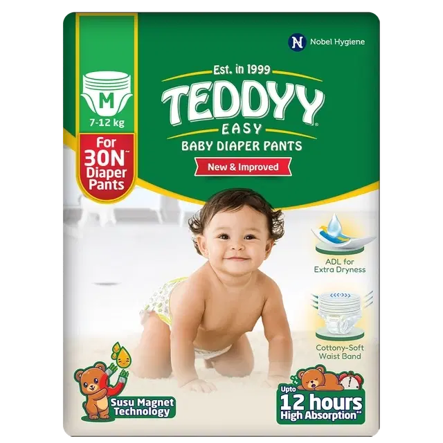 Teddyy Baby Easy Diapers Pants Medium 30 Units