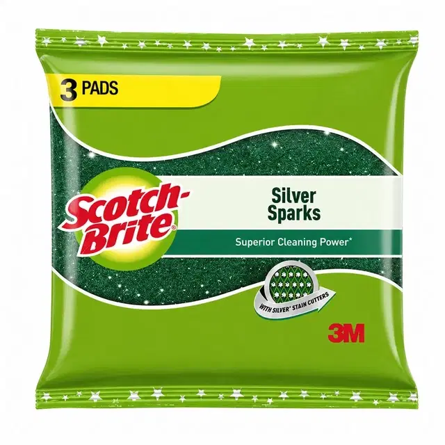 Scotch Brite Silver Sparks Scrub Pad Large, Pack Of 3