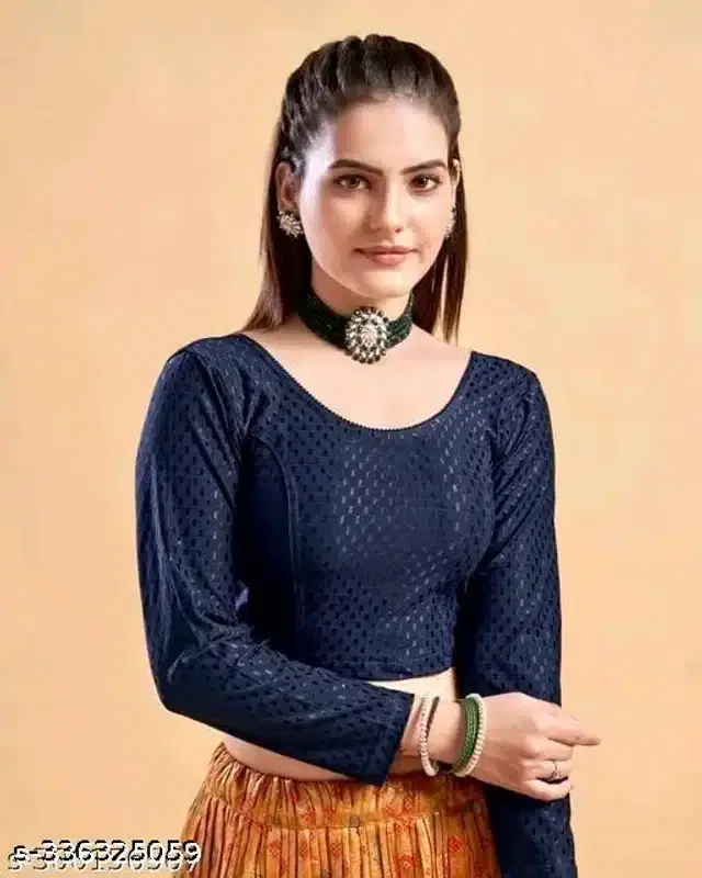 Full Sleeves Blouse for Women (Navy Blue, 28)