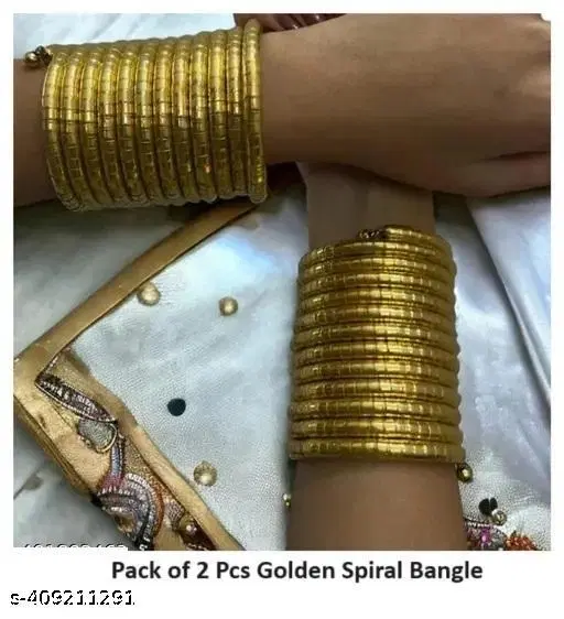 Pack of 2Pcs Golden Spiral Bangle