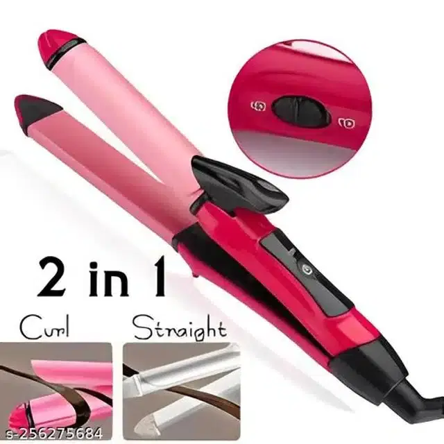 2 in 1 Hair Straightener & Roller, Pink, 50 W