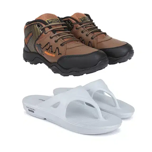 Shoes with flip flop for Men, Pack Of 2 (Multicolor, 7)