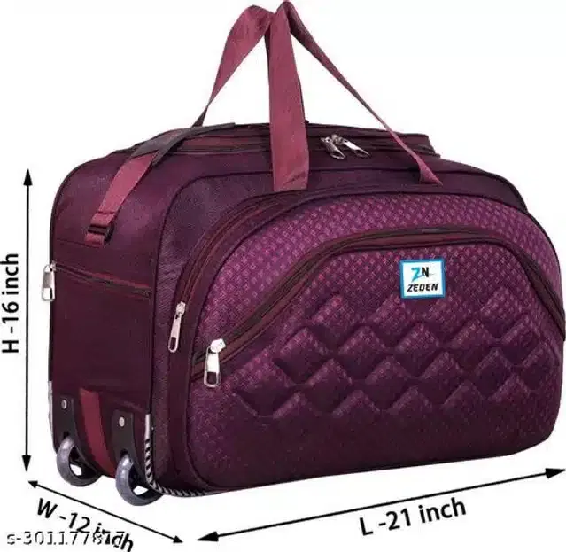 Polyester Strolley Duffel Bag, Purple, 40 L
