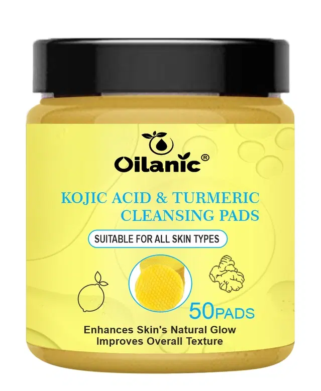 Oilanic Kojic Acid & Turmeric 50 Pcs Cleansing Pads, Pack of 1