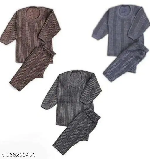 Woolen Thermal Set for Kids, Set of 3 (Multicolor, 3-6 Months)