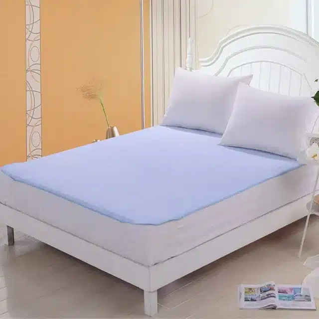 Pvc Double Bed Mattress Protector Sheet, Blue, 6.5x6 feet