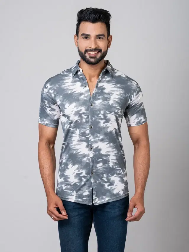 Lycra solid Shirt for Men, Cloud Grey (XS)