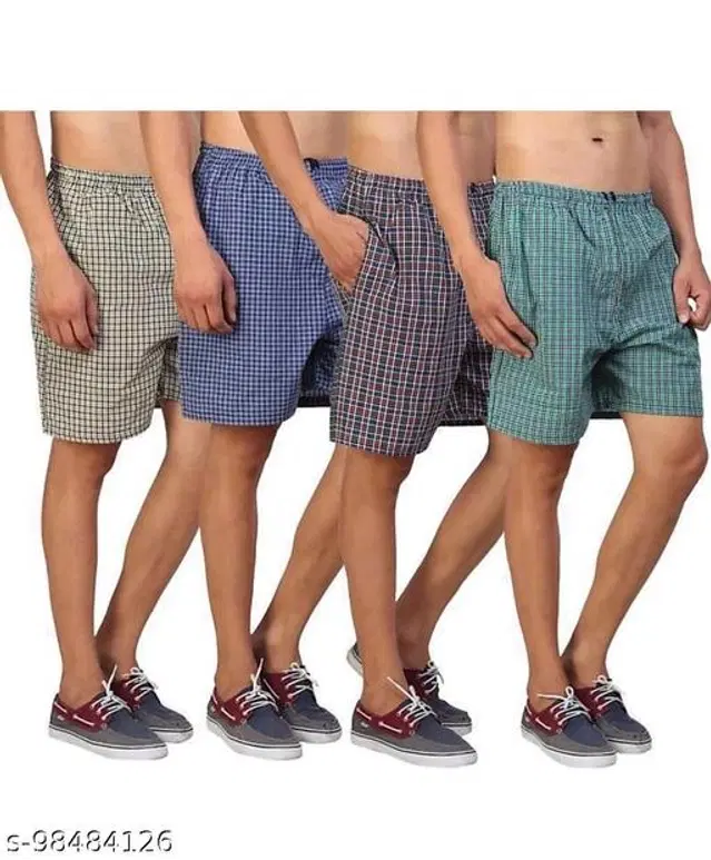 Cotton Blend Shorts for Mens, Pack of 4 (Multicolor, 28)