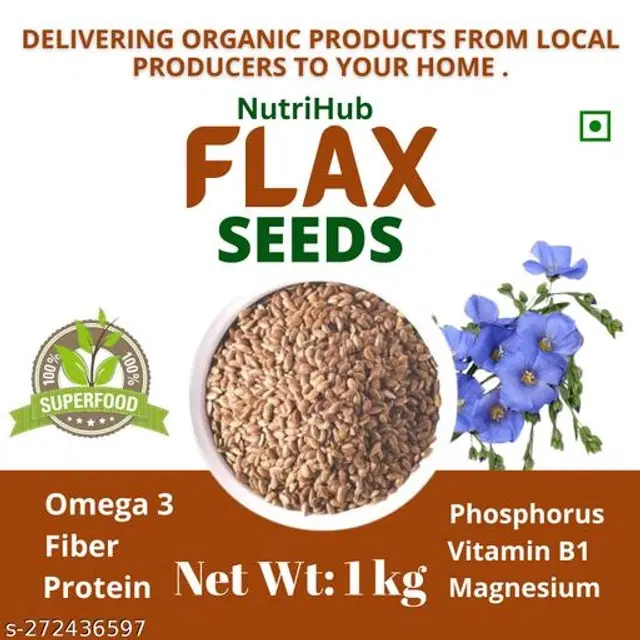 Nutri Hub Brown Flax Seeds, 1000 g