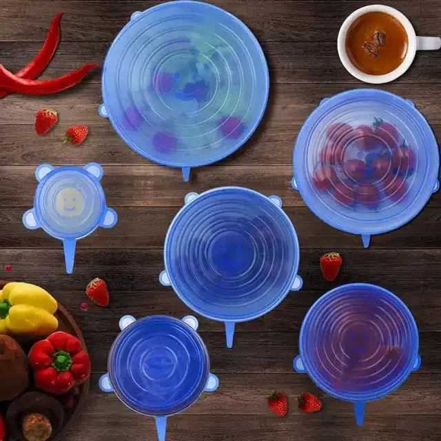 Reusable Silicone Lids, Multicolor, Pack of 6