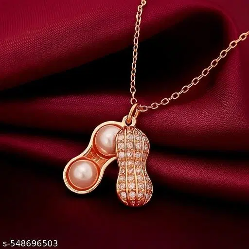 Trendy Pearl Peanut Pendant Necklace Chain for Women & Girls