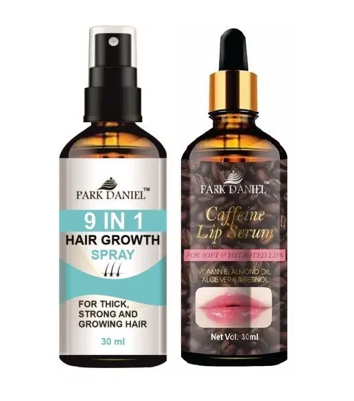 Park Daniel 9 in 1 Hair Growth Spray with Caffeine Lip Serum, 30 ml, Set of 2