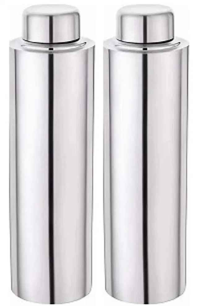 Stainless Steel Water Bottle, Silver, 1000 ml, Pack of 2