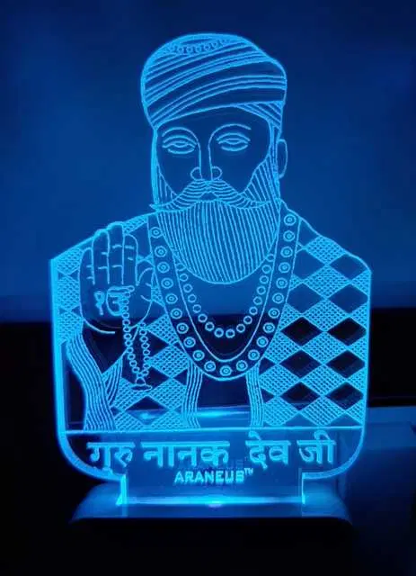 Unicept Guru Nanak Dev Ji 3D Illusion 7 Color Changing Night Lamp, Multicolor, NE-77