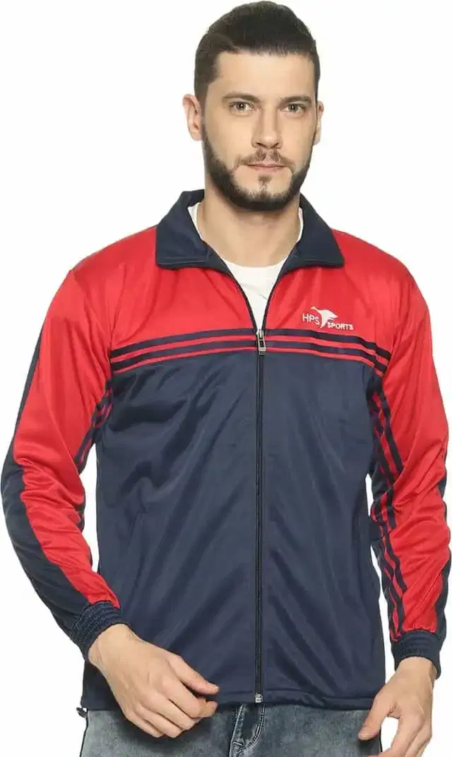 HPS Sports Full Sleeve Solid, Striped mens Jacket (Red, S) (HP0427)