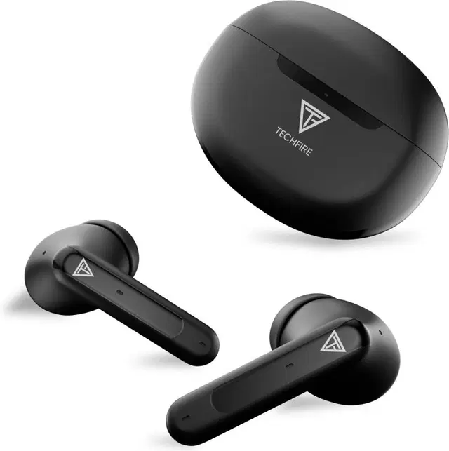 TECHFIRE Bullets 360 TWS Earbuds, Black with 100 HRS Playtime