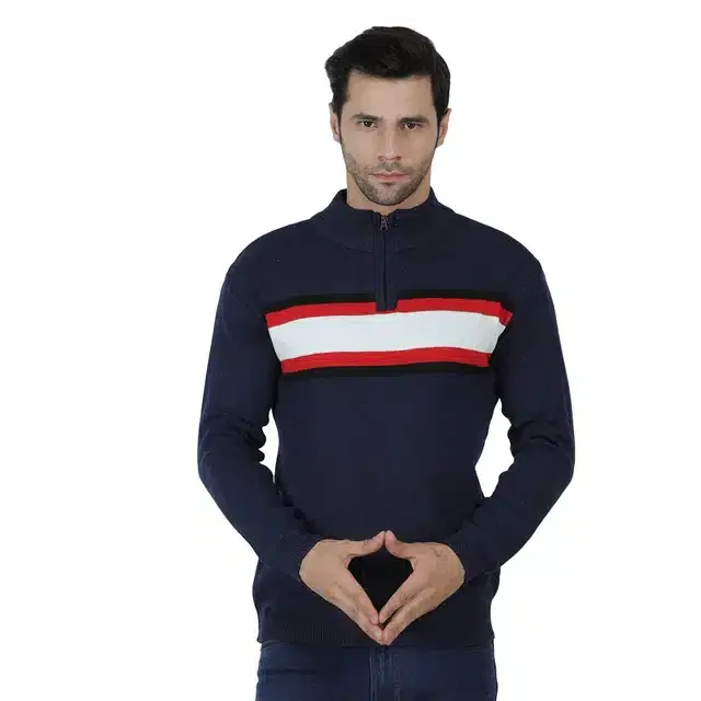 Full Sleeve Sweater for Men (Blue, L) (J27)
