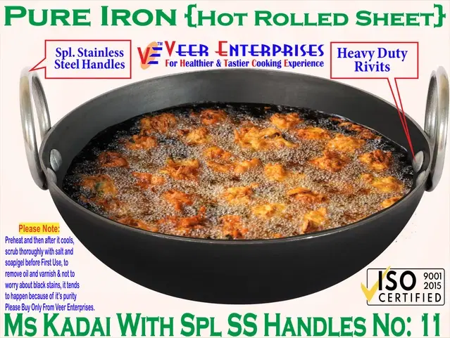 Iron Non-Coated Kadhai,Black (2.5 L)