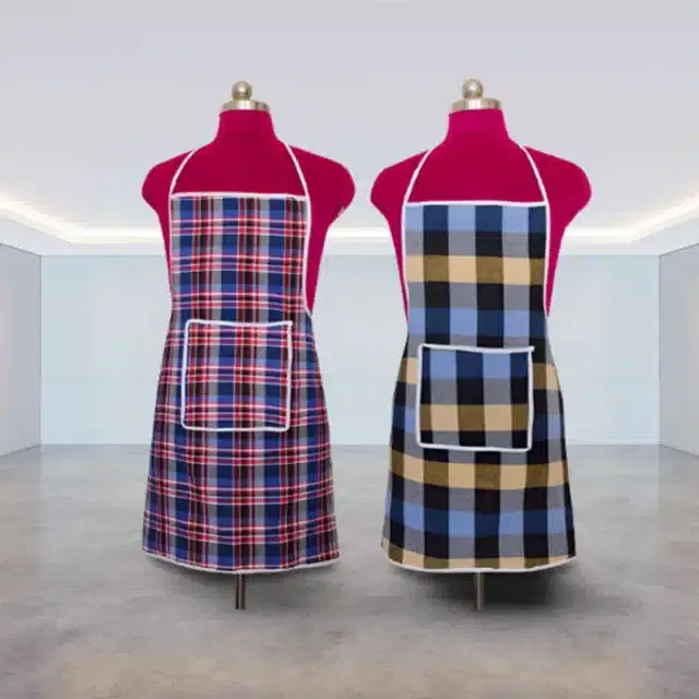 Cotton Kitchen Aprons, Multicolor, Pack of 2