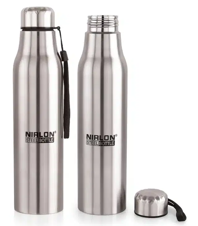Stainless Steel Insulated Single Wall Water Bottle, Pack of 2, Silver, 950 ml