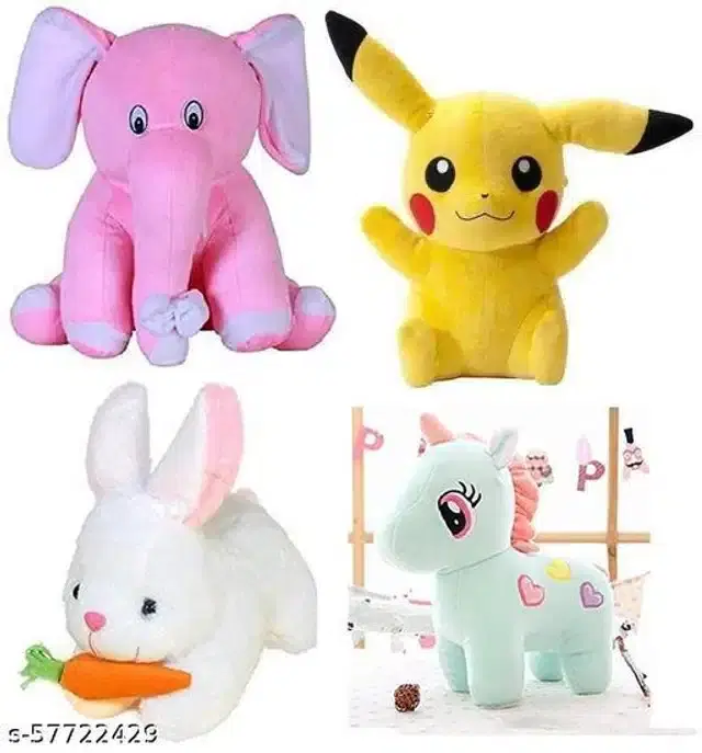 Stuffed Toys for Kids, Multicolor, Set of 4