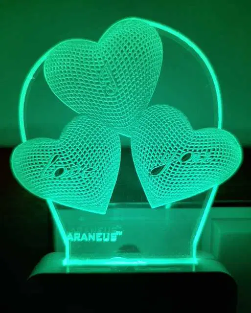 Unicept Love Heart Shape Acrylic 7 Color Changing Night Light, Multicolor, NE-35