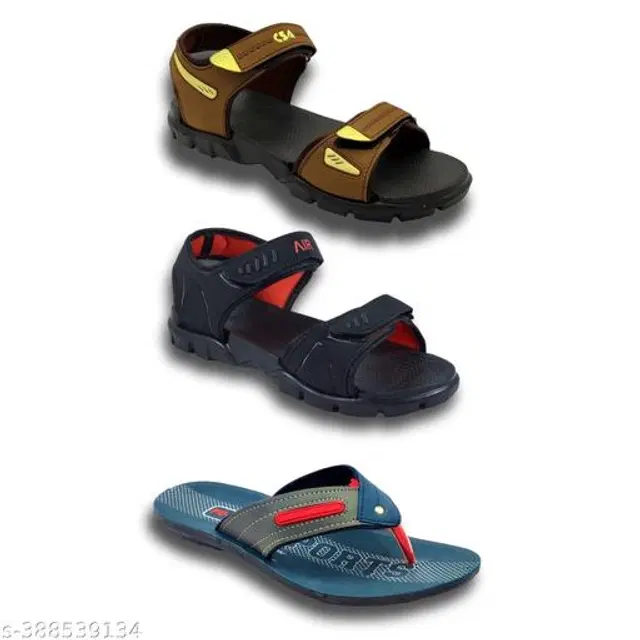 Sandals with Flipflop for Men, Pack of 3 (Multicolor, 6)
