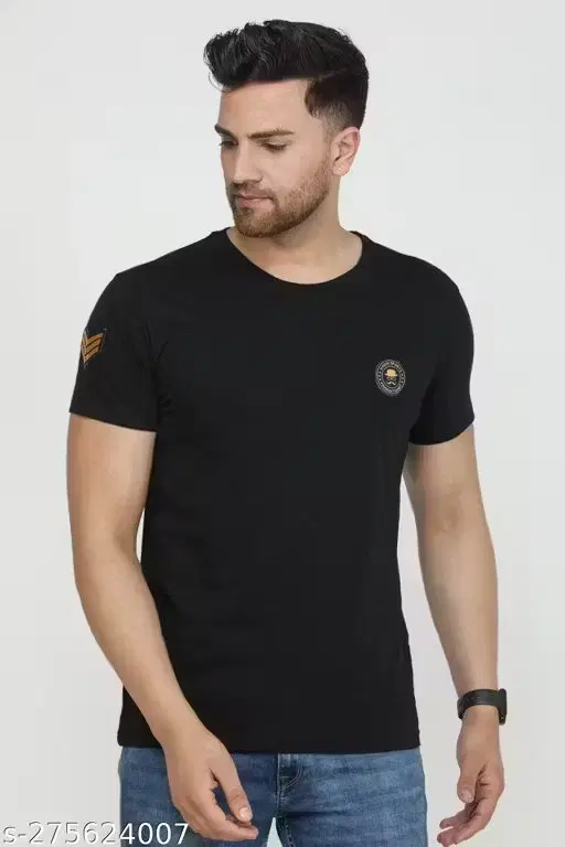 Printed T-Shirt for Men (Black, XL)