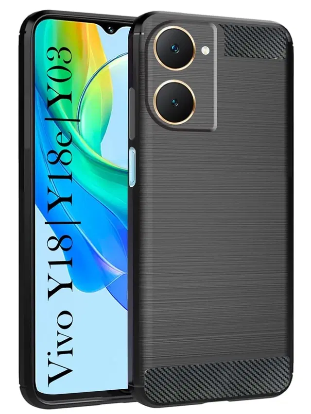 Silicone Mobile Back Cover for Vivo V2332 / Y03 / Y18 / Y18e, Black