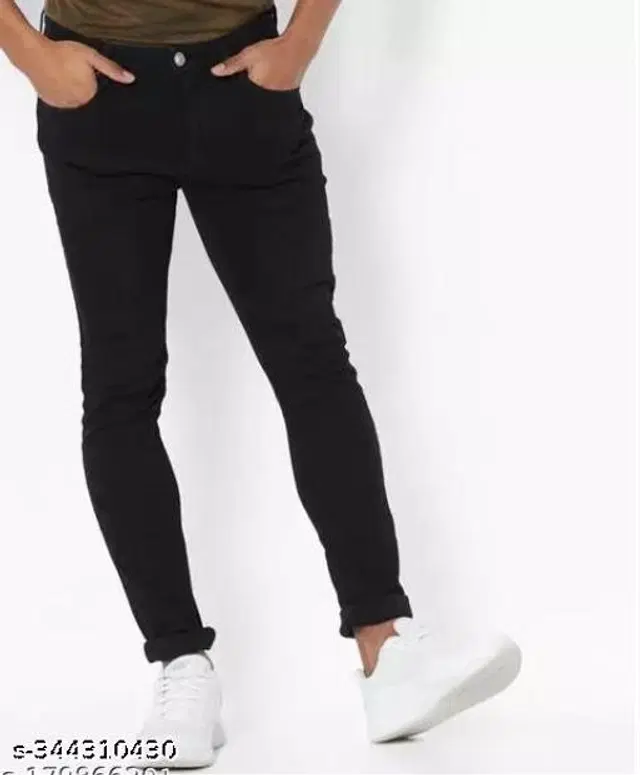 Denim Slim Fit Jeans for Men (Black, 30)