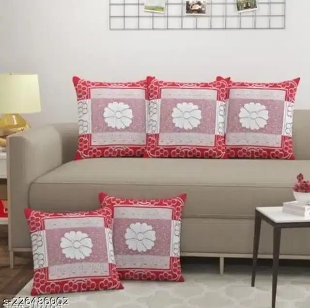 Cushion Covers Set, Red, 16X16 inches