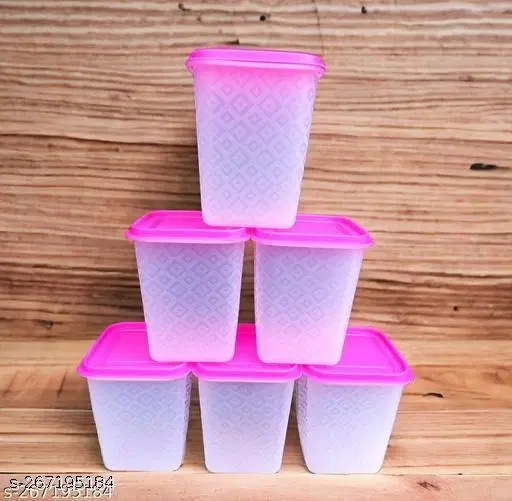 Plastic Storage Containers, Pink, Pack of 6 (1000 ml)