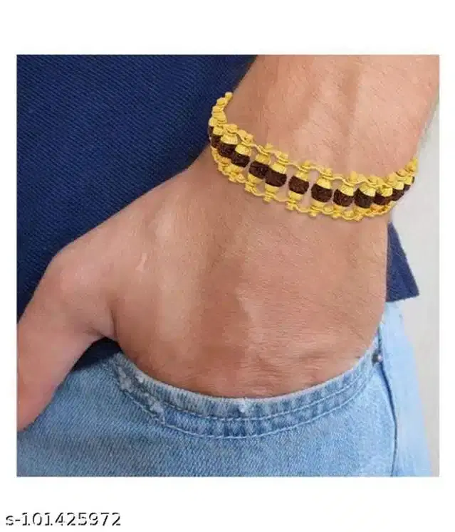 Brass Rudraksha Bracelet for Men (Golden)