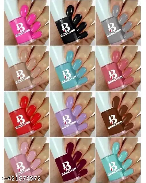 Banetion Matte Nail Polish, Multicolor, Pack of 12