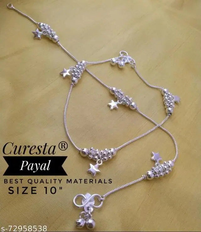 German Silver Anklet for Women, Set of 1 (Silver)